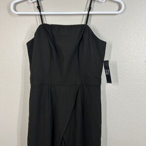 New York‎ & Company Jumpsuit Womens 2 Black Strapless Wide Leg Pleated Front